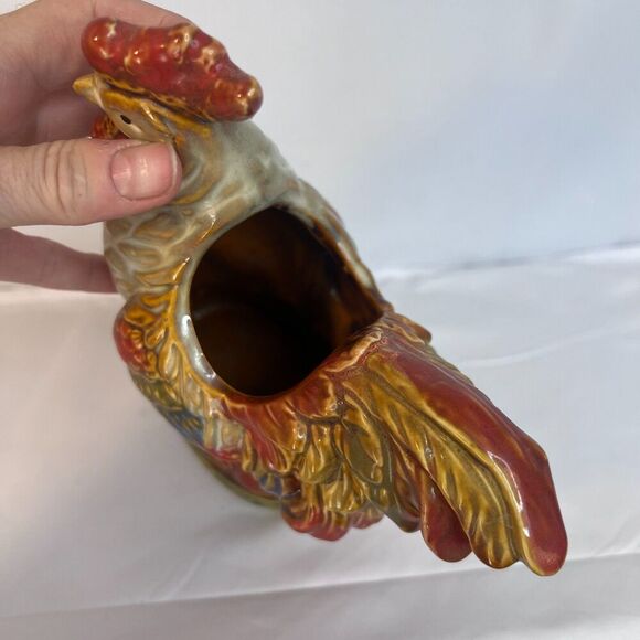 Rooster Chicken Ceramic Utensil Holder Plantar Vase Decorative Kitchen Barnyard - Picture 6 of 9